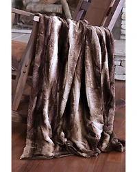 Carstens Home Brown Striped Chinchilla Plush Faux Fur Throw Blanket