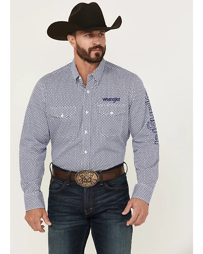 Wrangler Men's Logo Geo Print Long Sleeve Button-Down Western Shirt - Tall