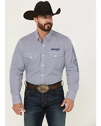 Wrangler Men's Logo Geo Print Long Sleeve Button-Down Western Shirt - Tall