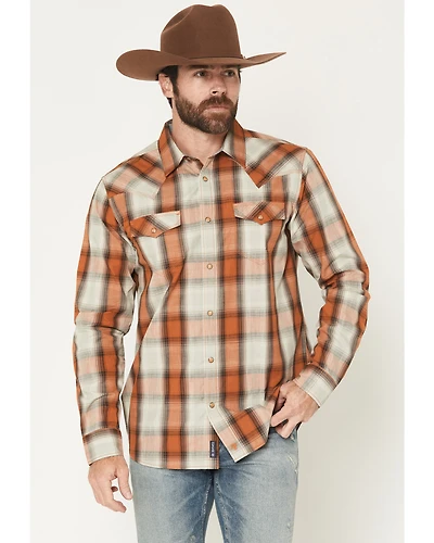 Moonshine Spirit Men's Rusty Nail Plaid Print Long Sleeve Snap Western Shirt