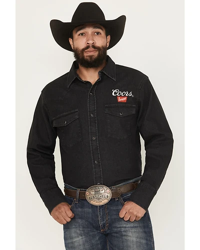 Coors Men's Boot Barn Exclusive Logo Embroidered Long Sleeve Snap Denim Shirt