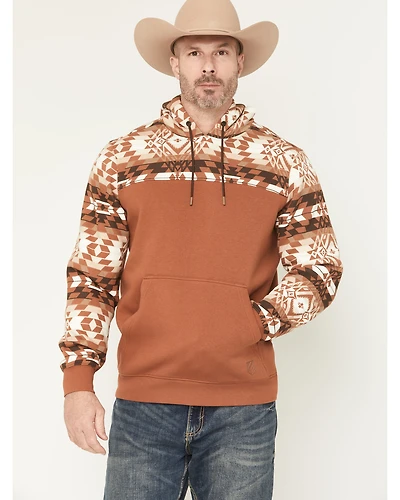 RANK 45® Men's Dusted Southwestern Print Color Block Hooded Sweatshirt