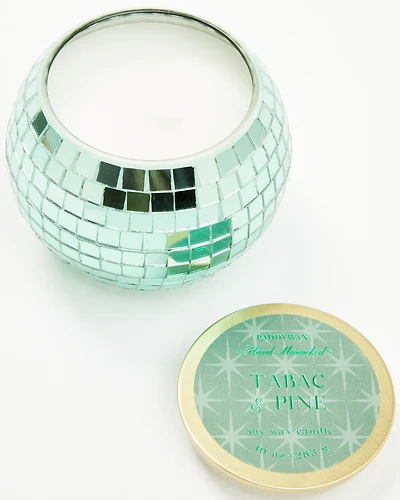 Paddywax Magique 10oz Tabac and Pine Glass Disco Ball Candle