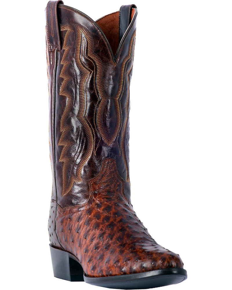 Dan Post Men's Pershing Brass Full-Quill Ostrich Western Boots - Round Toe