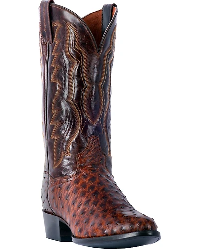 Dan Post Men's Pershing Brass Full-Quill Ostrich Western Boots - Round Toe