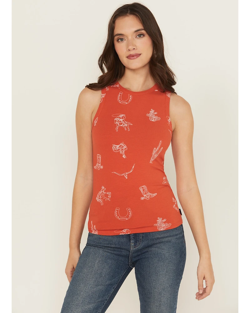 Wrangler Retro Women's Conversational Sleeveless Ribbed Tank Top