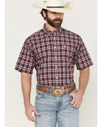 Cinch Men's Plaid Print Short Sleeve Button-Down Western Shirt - Big