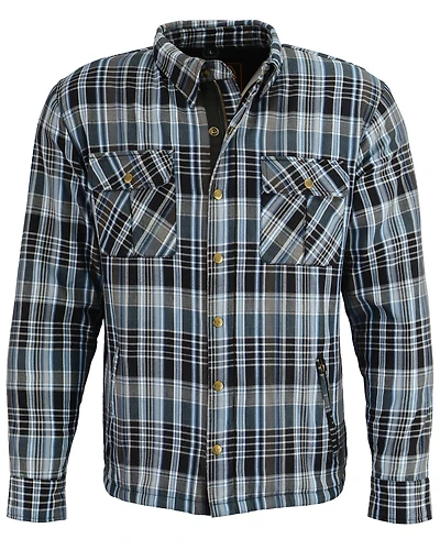 Milwaukee Performance Men's Black/White/Blue Aramid Flannel Biker Jacket - 4X