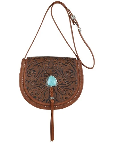 Catchfly Women's Faux Stone Embossed Saddle Bag