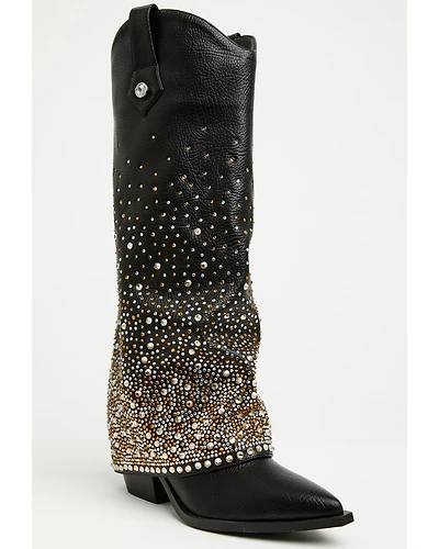 Azalea Wang Women's Beth Rhinestone Tall Fashion Boots