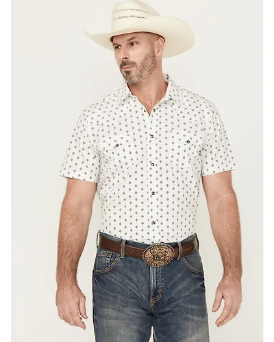 Gibson Trading Co Men's Sun Dial Geo Print Short Sleeve Snap Stretch Western Shirt