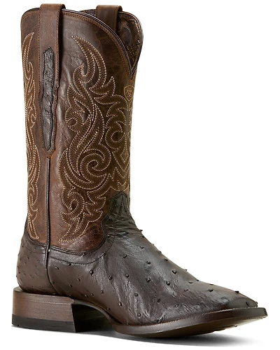 Ariat Men's Classic Cash Exotic Ostrich Western Boots - Broad Square Toe