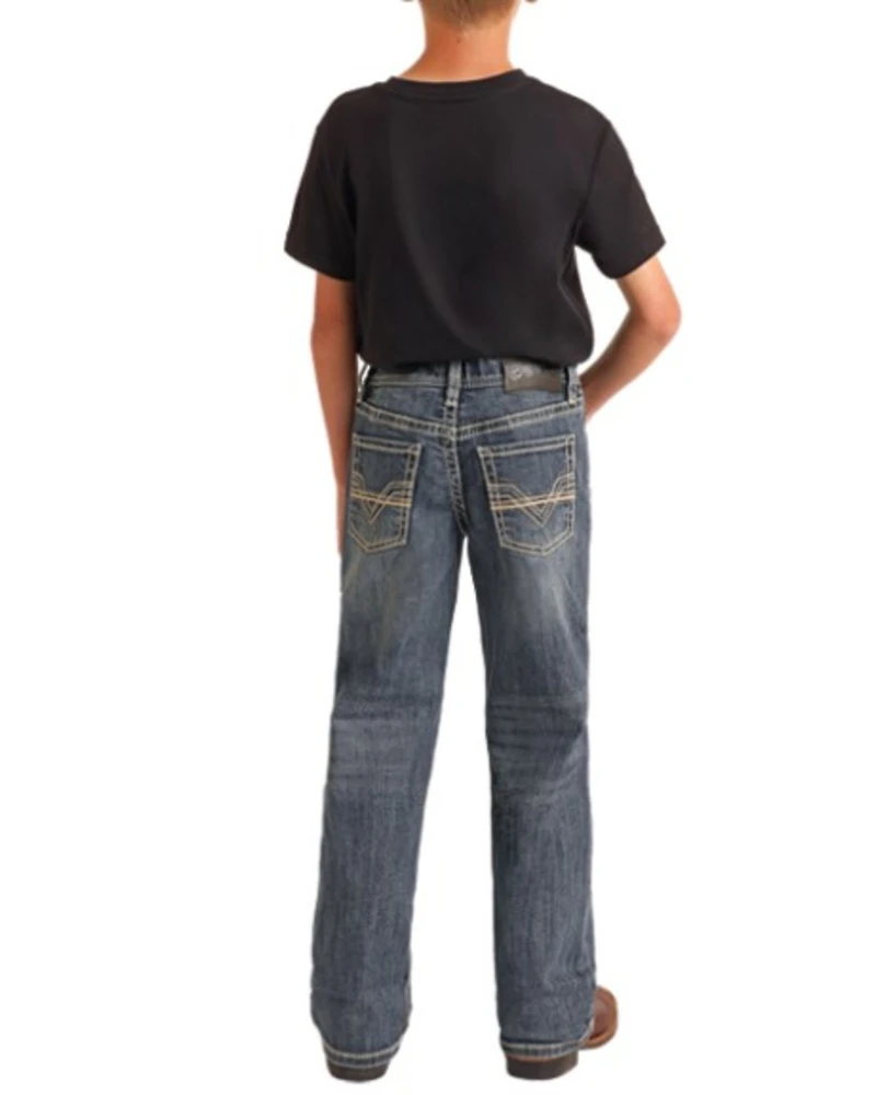 Rock & Roll Denim Boys' Medium Wash Stretch Bootcut Jeans