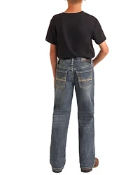 Rock & Roll Denim Boys' Medium Wash Stretch Bootcut Jeans