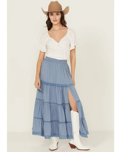 Angie Women's Crochet Trim Tiered Skirt