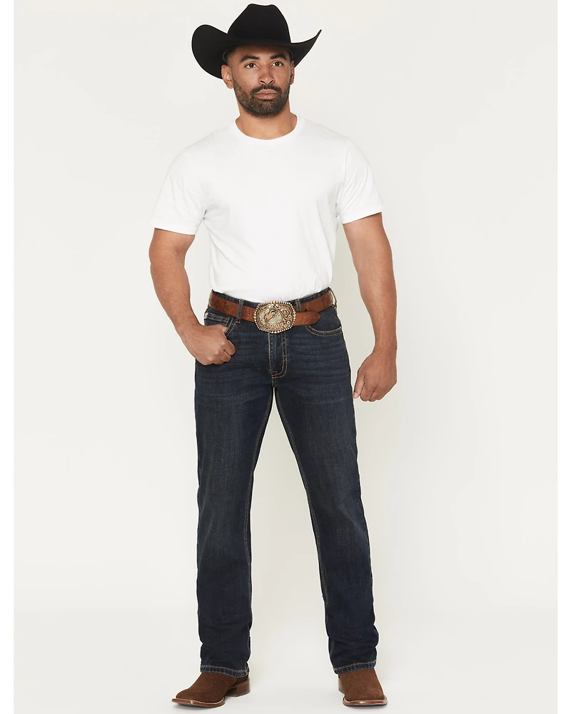 Hooey by Rock Men's Dark Wash Double Barrel Stackable Bootcut Denim Jeans