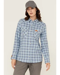Wrangler Women's FR Riverside Plaid Print Long Sleeve Snap Work Shirt - Plus