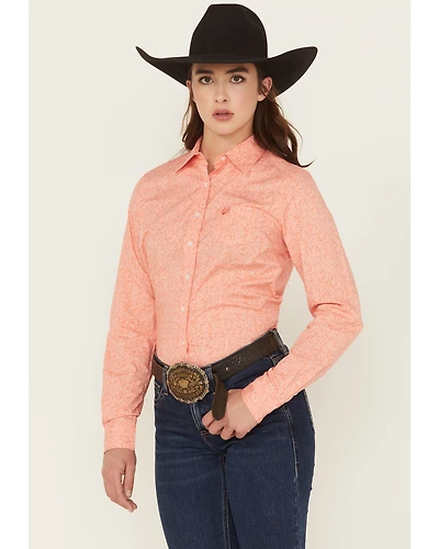 Cinch Women's Paisley Print Long Sleeve Button-Down Stretch Western Shirt