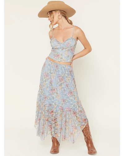 Originality Women's Boot Barn Exclusive Printed Lace Handkerchief Midi Skirt