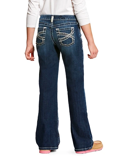 Ariat Girls' Dark Wash Entwined Dresden Stretch Slim Bootcut Jeans