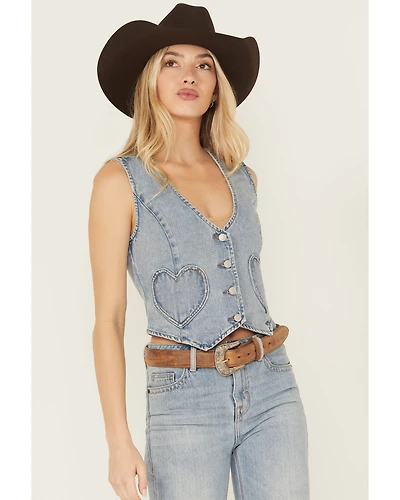 26 International Women's Heart Pocket Denim Vest