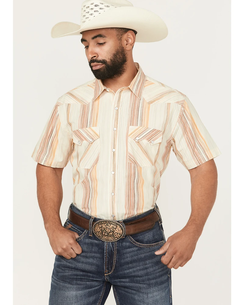 Panhandle Slim Men's Stripe Print Short Sleeve Snap Western Shirt