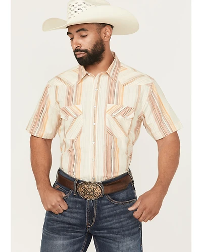 Panhandle Slim Men's Stripe Print Short Sleeve Snap Western Shirt