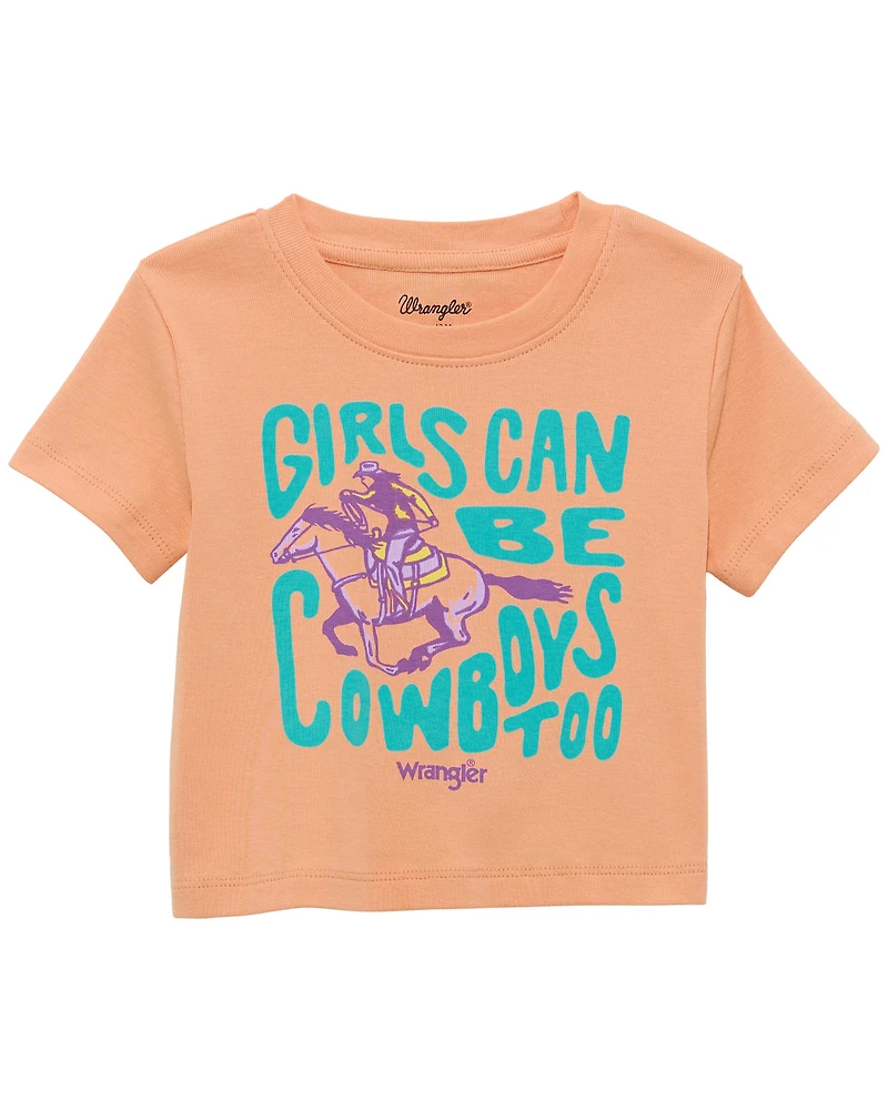 Wrangler Toddler Girls' Girls Can Be Cowboys Too Short Sleeve Graphic T-Shirt