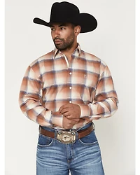 Panhandle Slim Men's Plaid Print Long Sleeve Button-Down Stretch Western Shirt