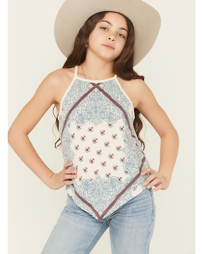 Rock & Roll Denim Girls' Scarf Print Tank