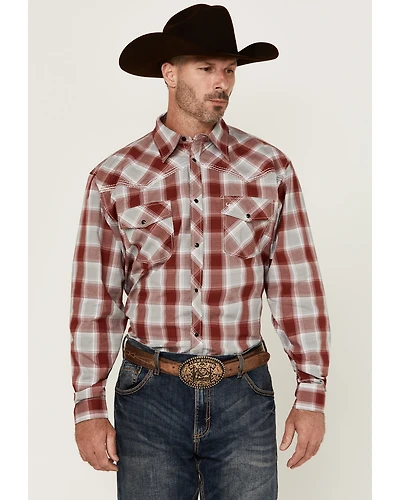 Cowboy Hardware Men's Plaid Print Long Sleeve Snap Western Shirt