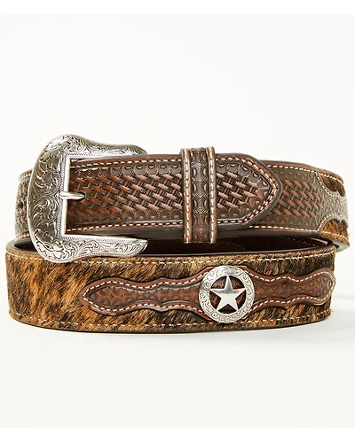 Cody James Men's Hair-On Concho Leather Belt