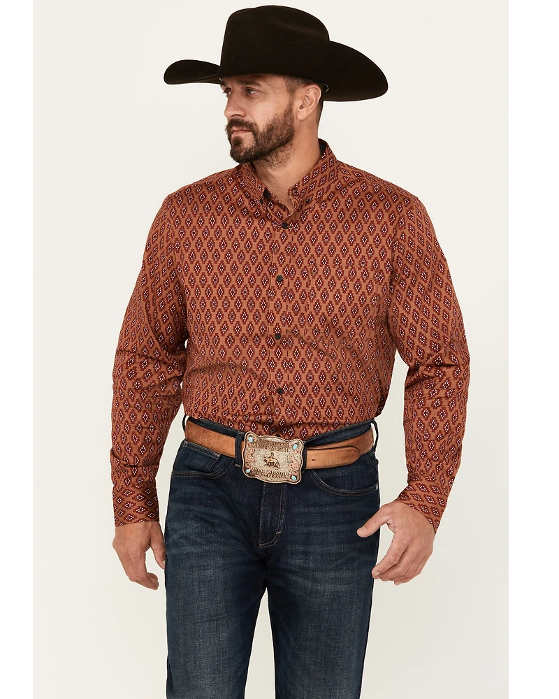 Cody James Men's Kenneth Southwestern Geo Print Long Sleeve Button-Down Stretch Western Shirt