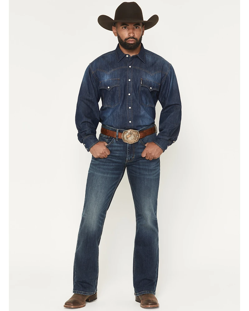RANK 45® Men's Rockford Wash Brock Relaxed Bootcut Performance Stretch Denim Jeans