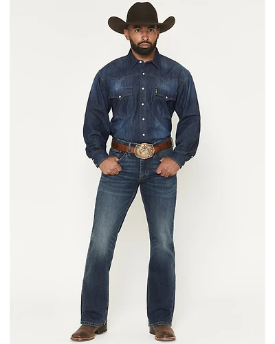 RANK 45® Men's Rockford Wash Brock Relaxed Bootcut Performance Stretch Denim Jeans