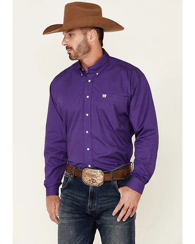 Cinch Men's Solid Long Sleeve Button-Down Western Shirt