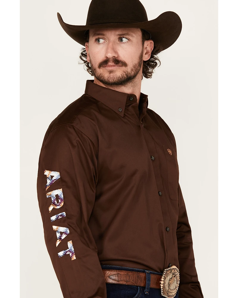 Ariat Men's Team Logo Solid Long Sleeve Button-Down Western Shirt