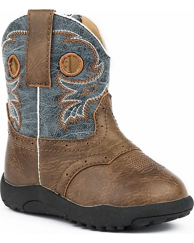 Roper Infant Boys' Daniel Distressed Saddle Vamp Cowbabies Boots - Round Toe