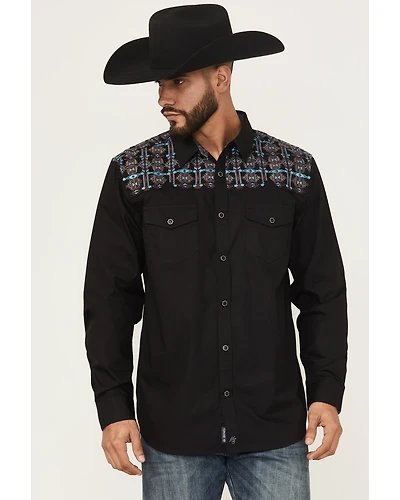 Moonshine Spirit Men's Instinct Embroidered Solid Long Sleeve Snap Western Shirt