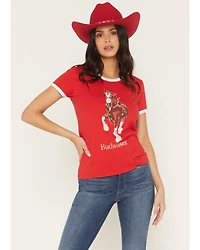 Budweiser Women's Ringer Clydesdales Short Sleeve Graphic Tee