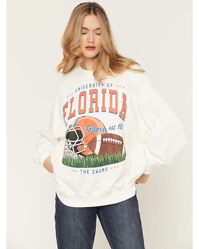 Gameday Women's Florida Gators Helmet Embroidered Graphic Crewneck