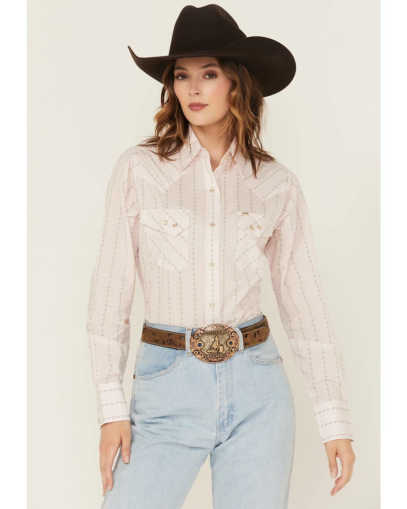 Cowboygirl by Jenna Paulette Women's Wallpaper Print Long Sleeve Pearl Snap Western Shirt