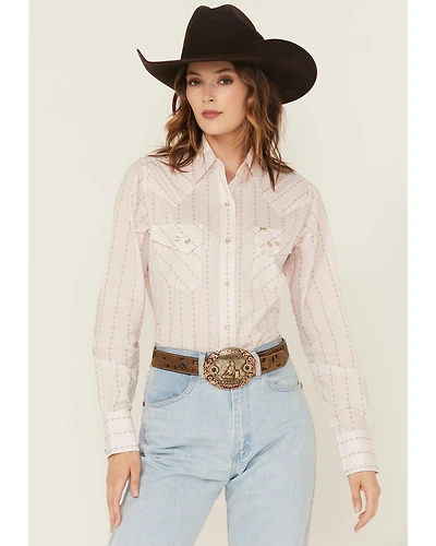 Cowboygirl by Jenna Paulette Women's Wallpaper Print Long Sleeve Pearl Snap Western Shirt
