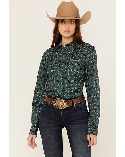 Cinch Women's Paisley Print Long Sleeve Button-Down Western Shirt
