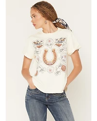 Idyllwind Women's Joyce Floral Horseshoe Short Sleeve Graphic Tee