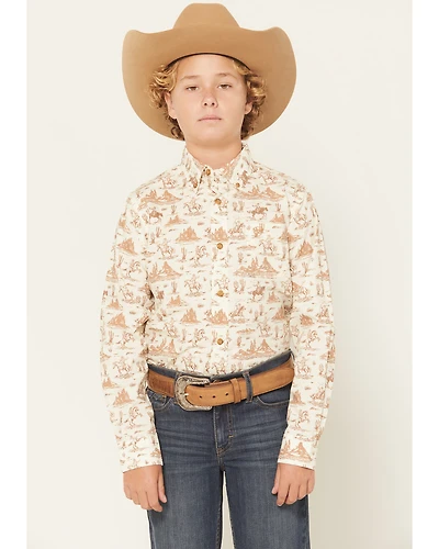 Ariat Boys' Conversation Print Long Sleeve Button-Down Western Shirt