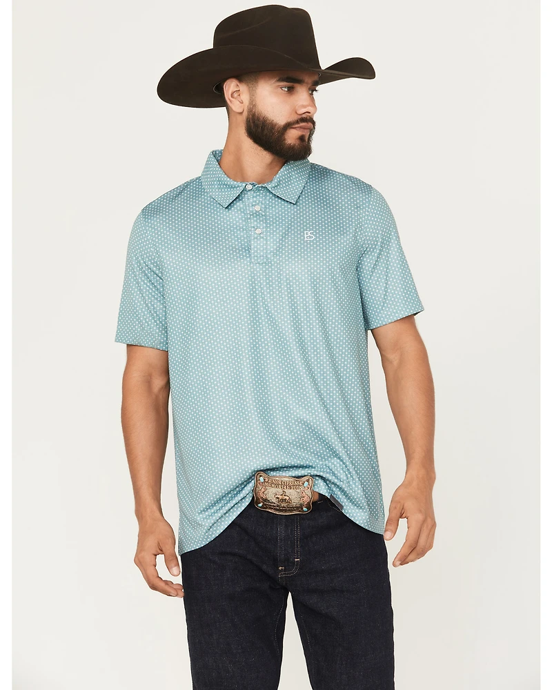 Panhandle Slim Men's Geo Print Short Sleeve Snap Performance Polo Shirt