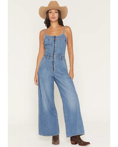 Levi's Women's Bustier Light Wash Sleeveless Wide Leg Denim Jumpsuit