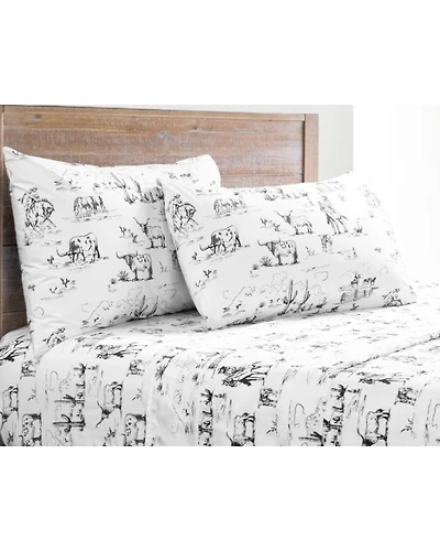 HiEnd Accents 200TC Cotton Ranch Life 3 Piece Sheet Set - Twin Size
