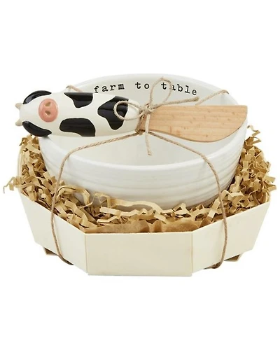 Mud Pie Cow Tidbit Bowl And Spreader Set